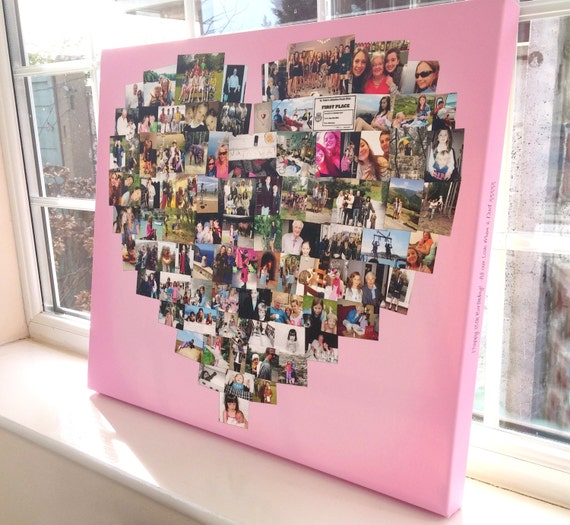 Herz Foto Collage Leinwand Personalisierte Herz Form Druck Etsy