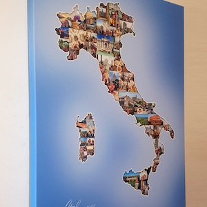 Map Country Collage or Any Map or Shape Photo Collage - Amazing Premium Photo Collage on Canvas