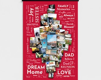 Personalized Anniversary Gift - Photo Collage Word Art Print - 1st 10th 25th 40th 50th Golden Silver