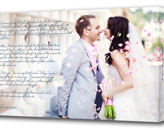 Wedding Photo with Vows Words Text Speech - Custom Designed Premium Canvas Print