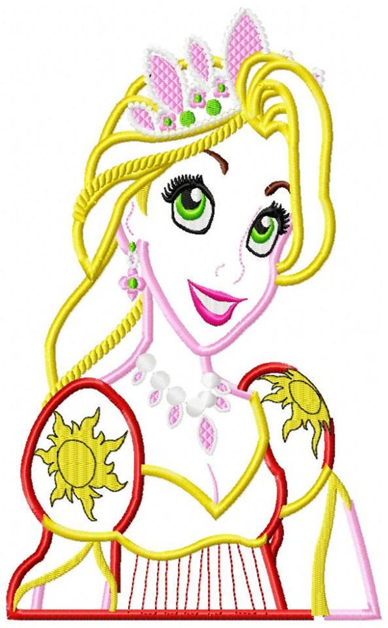 Princess Rapunzel Machine Embroidery Applique Design Digital Etsy