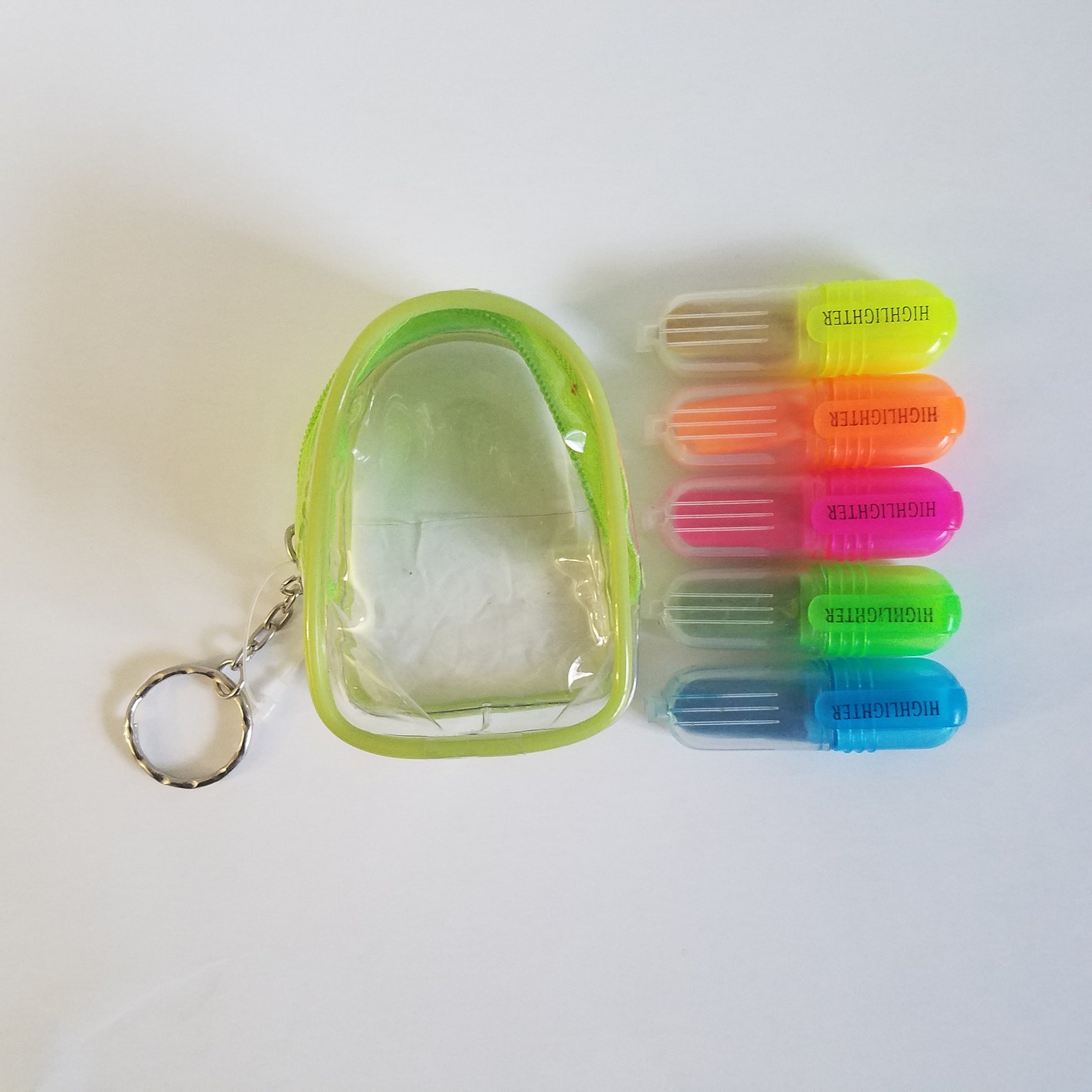 Mini 5 Highlighters in Clear Backpack Set Keychain Vintage Etsy