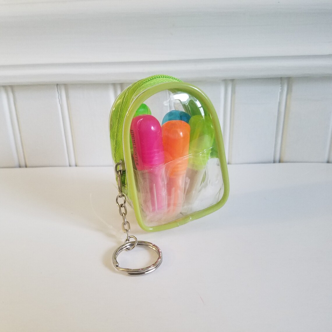 Mini 5 Highlighters in Clear Backpack Set Keychain Vintage Etsy