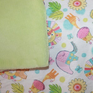 Zoo / safari toddler size baby blanket and burp cloth set