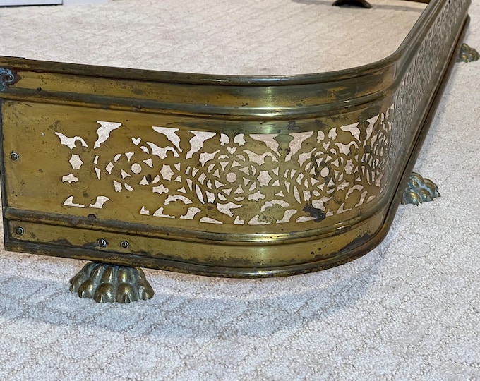 Antique Brass Fireplace Fender 48 X 12 X 8 Etsy