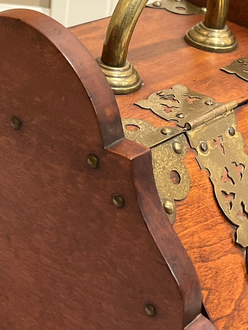 Antique Wood Coal Box Victorian Wood and Brass Coal Scuttle Etsy
