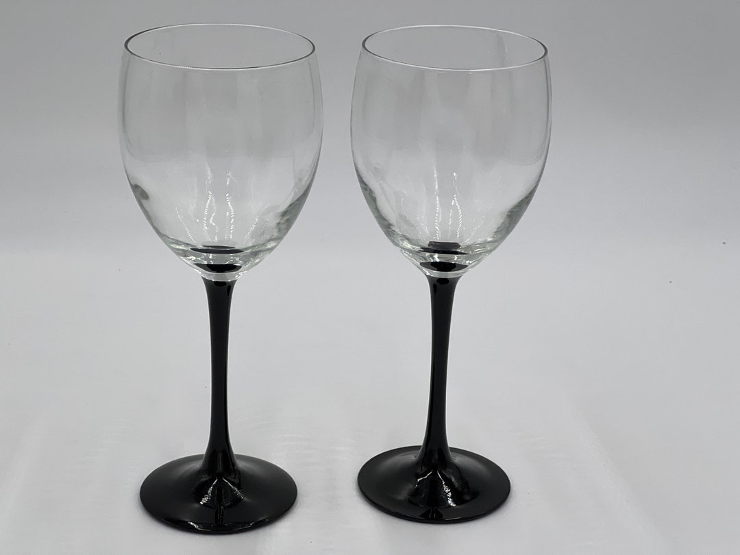 Luminarc Wine Glasses Black Stem 8 Etsy