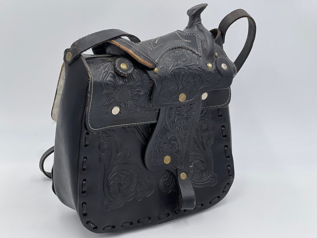 Vintage Leather Horse Saddle Black Purse Etsy