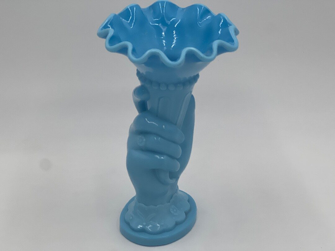 Vintage Milk Glass Hand Vase Etsy