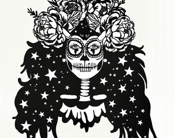 sugar skull papercut etsy
