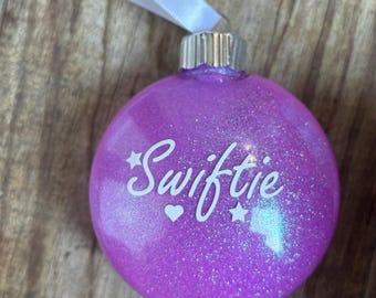 Swiftie Purple Glitter Plastic Disc Ornament
