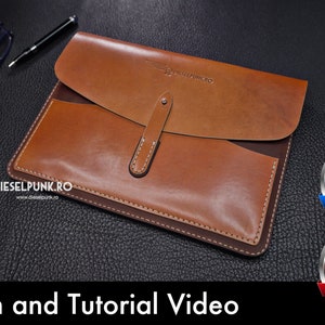 Laptop Cover Pattern - Leather DIY - Pdf Download - MacBook Sleeve Template - Video Tutorial