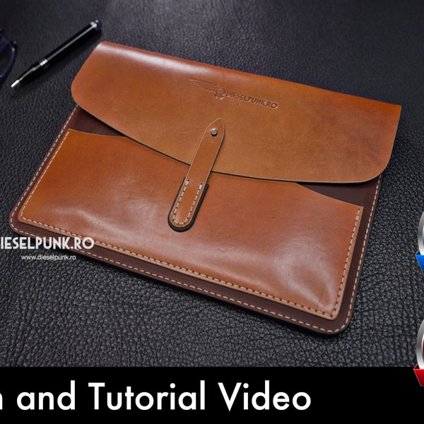 Modèle de housse d'ordinateur portable - DIY en cuir - Téléchargement pdf - Modèle de housse de MacBook - Tutoriel vidéo