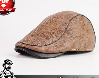 Flat Cap Pattern: Leather Cabbie Hat - PDF Sewing Template