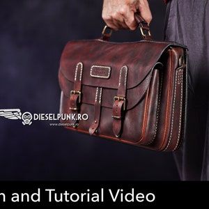 Briefcase Bag Pattern - Leather DIY - Pdf Download - Leather Bag Pattern - Leather Bag Template - Laptop Bag Pattern - Bag Template