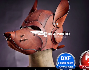 Wolf Pup Dog Mask Pattern - Leather Hood PDF with Tutorial