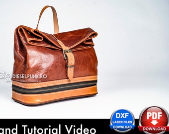 Lunch Bag Pattern - Toiletry Bag Pattern - Leather DIY - Pdf Download - Leather Pattern - Bag with zipper - Leather Bag Template