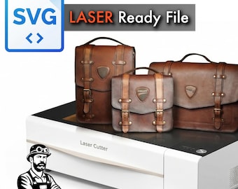 Ledertasche Set SVG für Lederhandwerk | Laser-Schnitt-Taschen-Muster