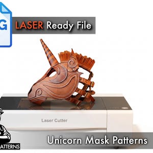 Unicorn Mask SVG DXF File for Leathercraft | Laser Cutting Cosplay Head Pattern