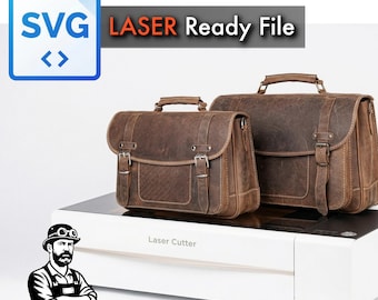 Big Briefcase Pattern SVG for Leathercraft | Laser Cutting Bag Pattern