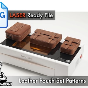 Läderpåsar Set SVG-mönster, laserskuren fil, DXF-mall, Cricut Glowforge-klar