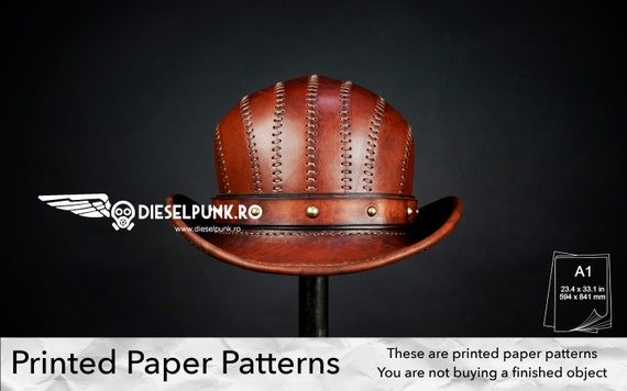 Leather Hat Pattern - PAPER Pattern - Bowler Hat Leather Template