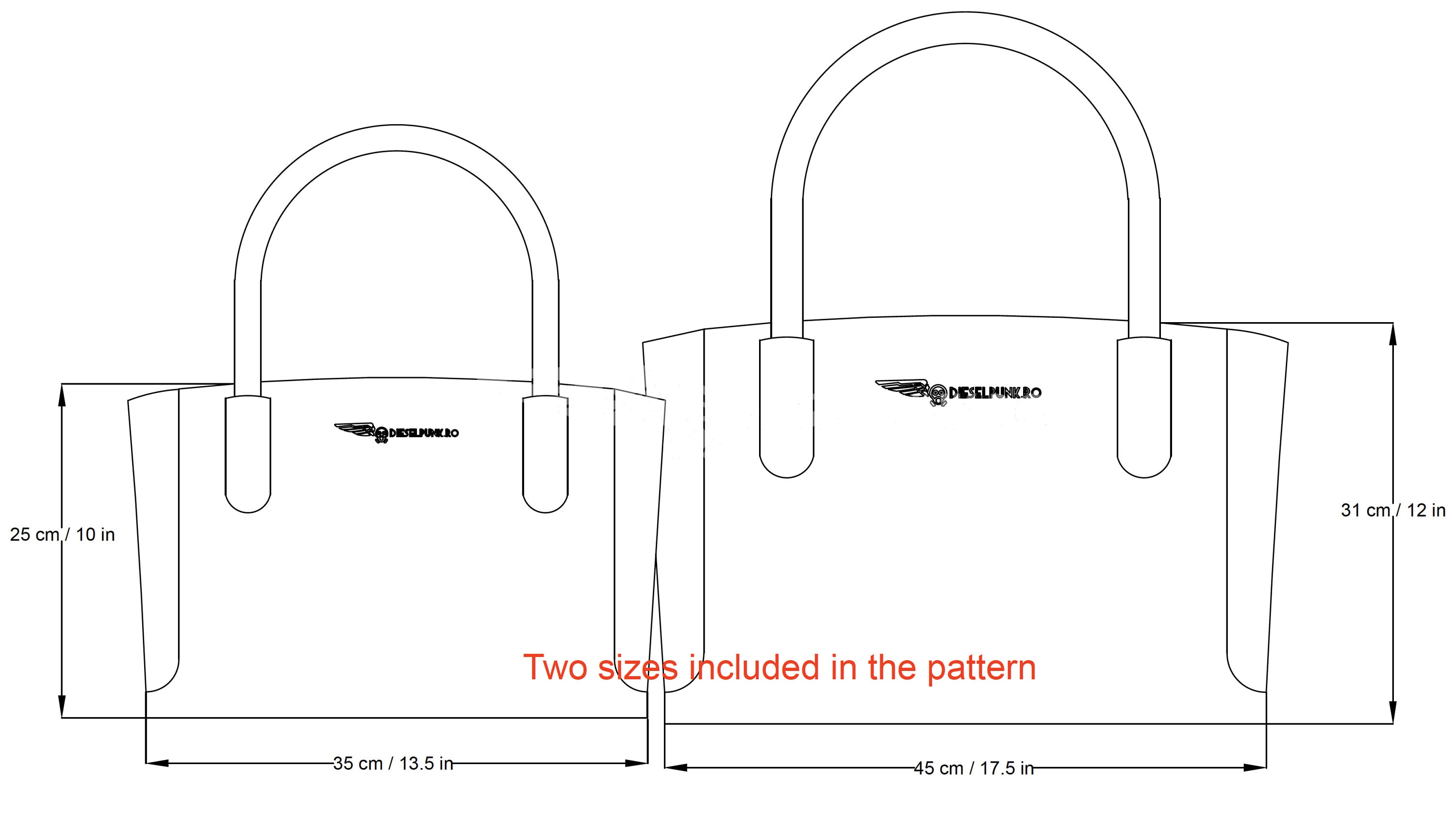 Tote Bag Pattern - Leather DIY - Pdf Download - Leather Bag Pattern - Tote Bag Pattern ...