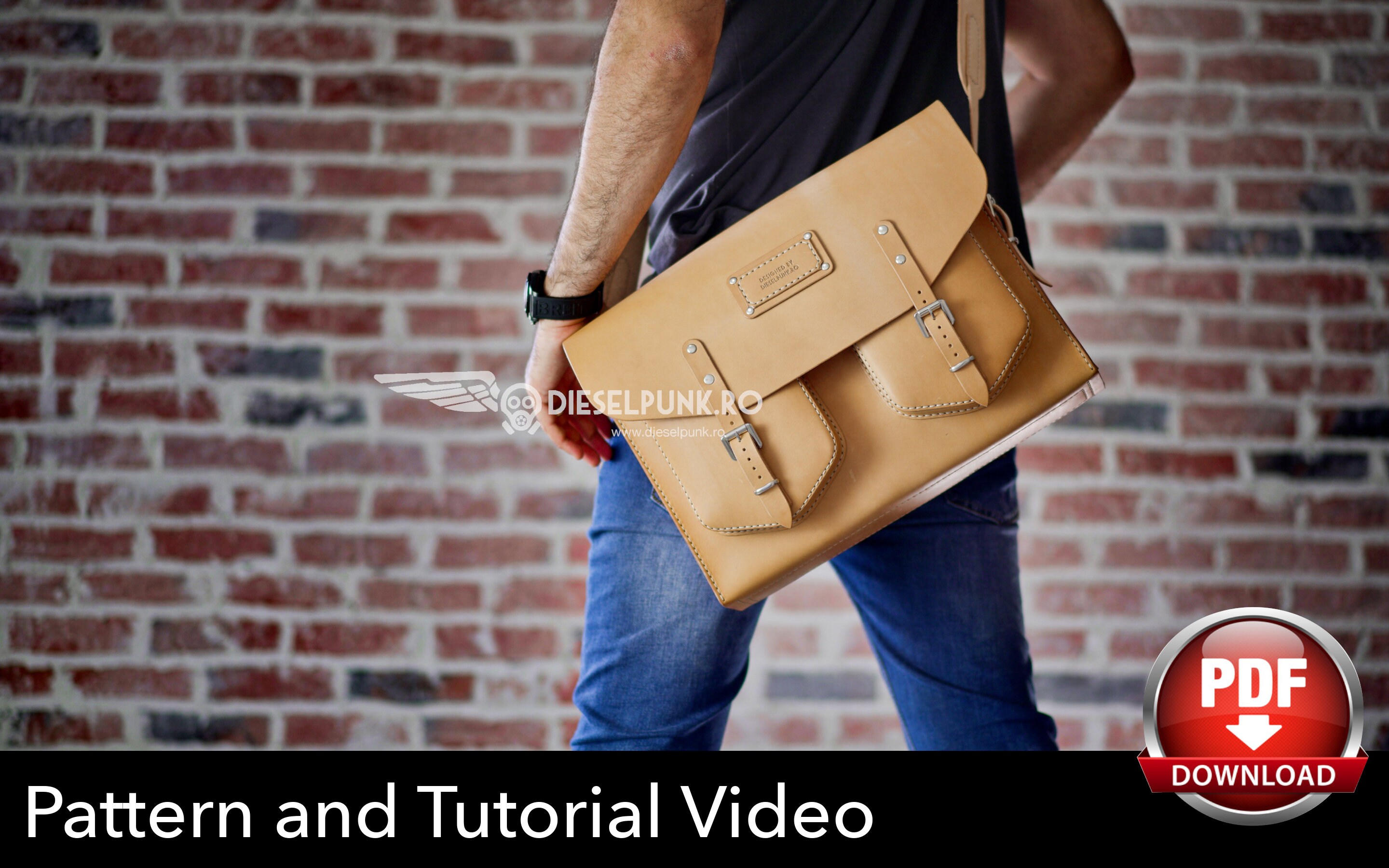 Large Briefcase Bag Pattern Leather DIY Pdf Download Leather Bag Pattern Leather Bag