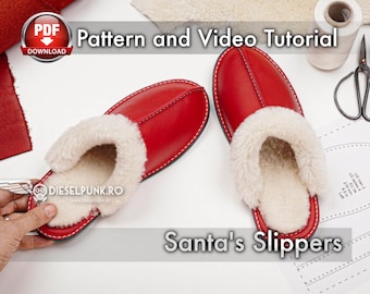 Santa Slippers Pattern: Leather Flip Flop DIY Template (PDF) with Video Tutorial