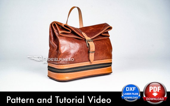 Lunch Bag Pattern - Toiletry Bag Pattern - Leather DIY - Pdf Download - Leather Pattern - Bag with zipper - Leather Bag Template