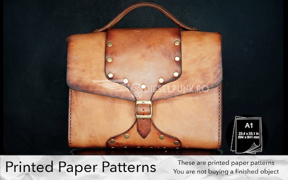 Bag Pattern - Printed PAPER Patterns - Leather DIY - Messenger Bag Pattern - Video Tutorial