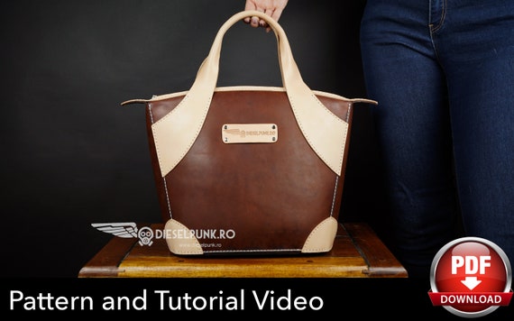 Ladies Bag Pattern - Leather DIY - Pdf Download - Leather Bag Pattern - Bag Pattern - Shopping Bag Pattern - Bag Template