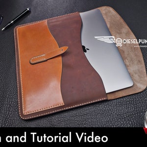 Laptop Cover Pattern Leather DIY Pdf Download MacBook Sleeve Template Video Tutorial image 2