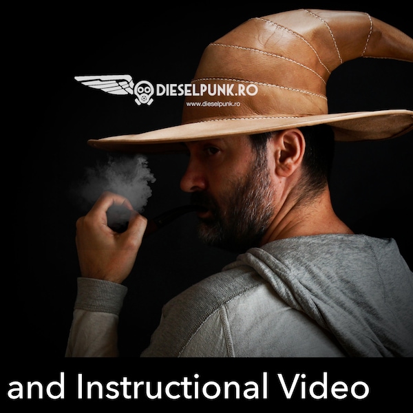 Modèle de chapeau de sorcier - Chapeau de sorcière - Cuir DIY - Téléchargement pdf - Tutoriel vidéo