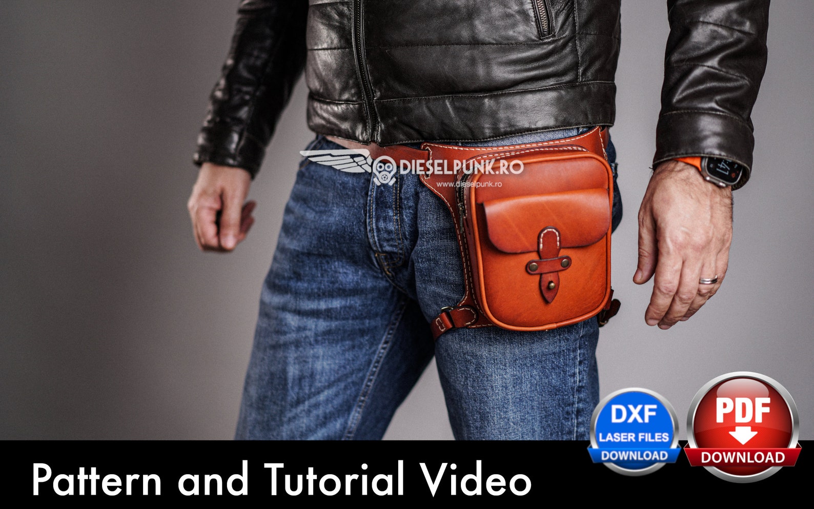 Leg Strap Pouch Pattern: Leather Hip Bag Template (PDF) With Video ...