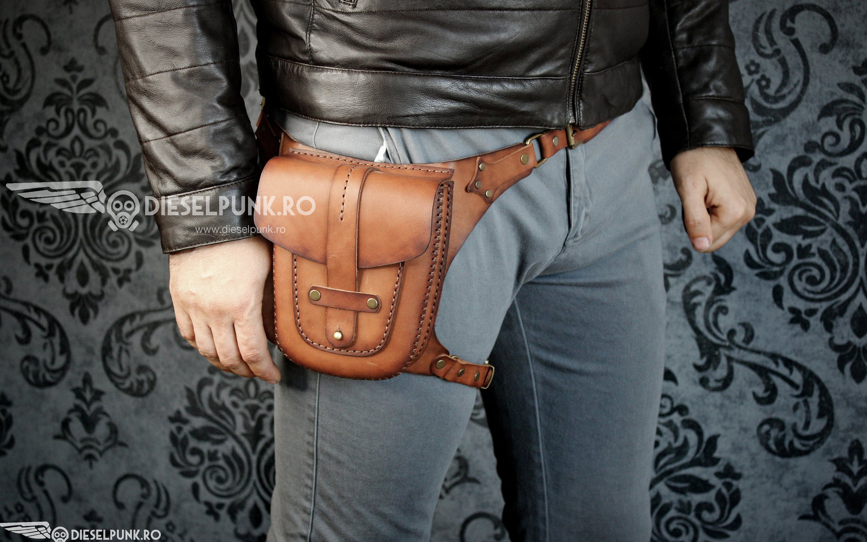 Leather Hip Bag With Leg Strap