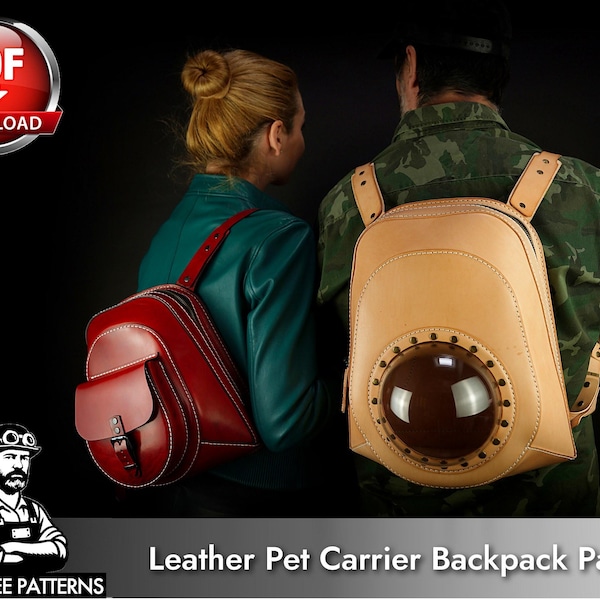 Patron de sac à dos de transport en cuir pour animaux de compagnie - PDF à faire soi-même avec tutoriel