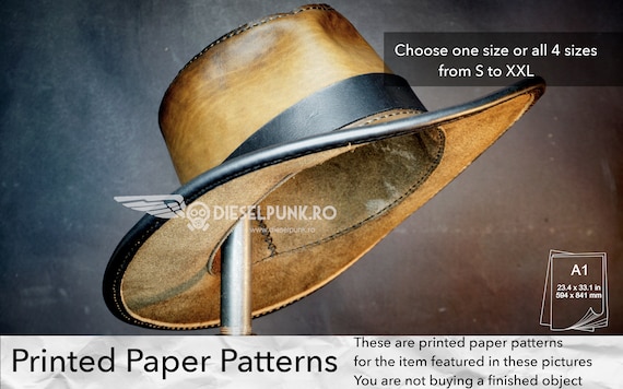 Leather Hat Pattern - PAPER Pattern - Indiana Jones Hat Leather Template