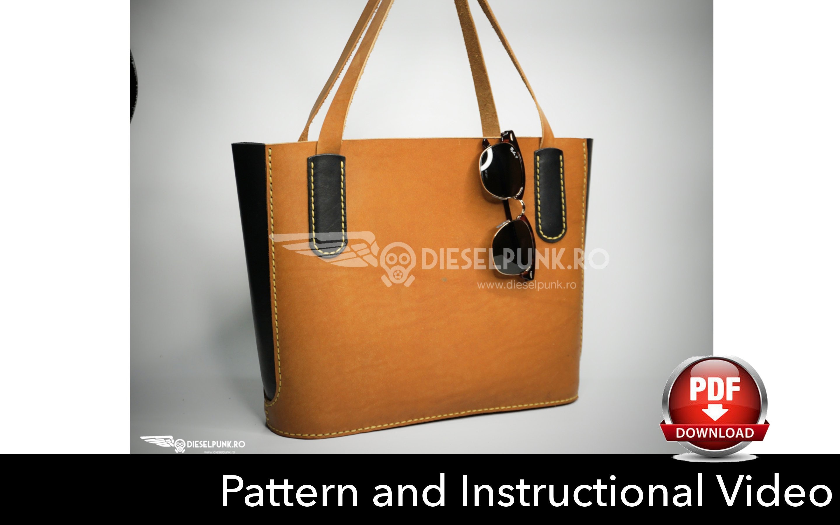 Tote Bag Pattern - Leather DIY - Pdf Download - Leather Bag Pattern - Tote Bag Pattern ...