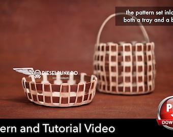 Leather Basket Pattern - Leather Tray Pattern - Leather DIY - Pdf Download