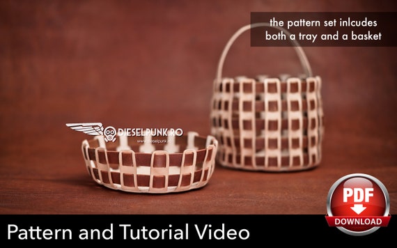 Leather Basket Pattern - Leather Tray Pattern - Leather DIY - Pdf Download