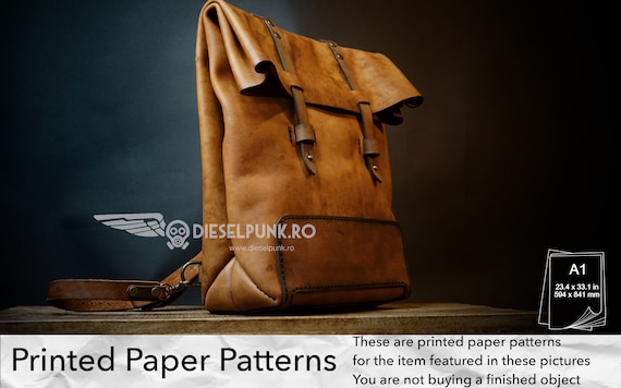 Backpack Pattern - Printed Paper Patterns - Leather DIY - Folding Backpack - Video Tutorial