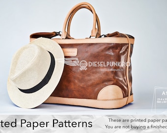 The Hamptons Travel gab Bag Pattern - Printed Paper Patterns - Leather DIY - Large Leather Bag - Video Tutorial