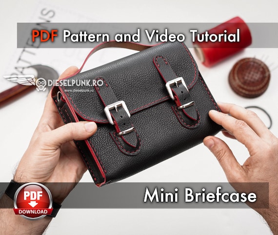 Mini Briefcase Purse Pattern - Leather DIY - Pdf Download  - Video Tutorial