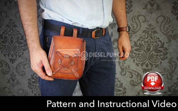 Hip Bag Pattern - Leather DIY - Pdf Download - Bag template - Video Tutorial