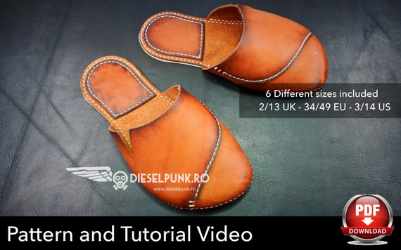 Slippers Pattern - Leather DIY - Pdf Download - Flip Flop pattern - Video Tutorial