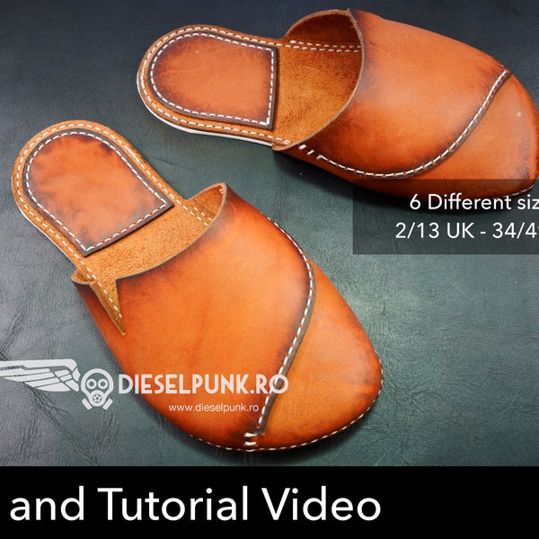 Modèle de chaussons - DIY en cuir - Téléchargement pdf - Modèle de tongs - Tutoriel vidéo