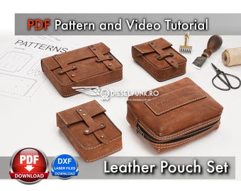 Patrón para neceser y estuche de piel: PDF de costura DIY (con videotutorial)