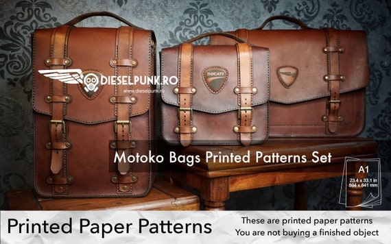 Bag Pattern Set - Printed Paper Patterns - Leather DIY - Motoko Leather Bags - Video Tutorial