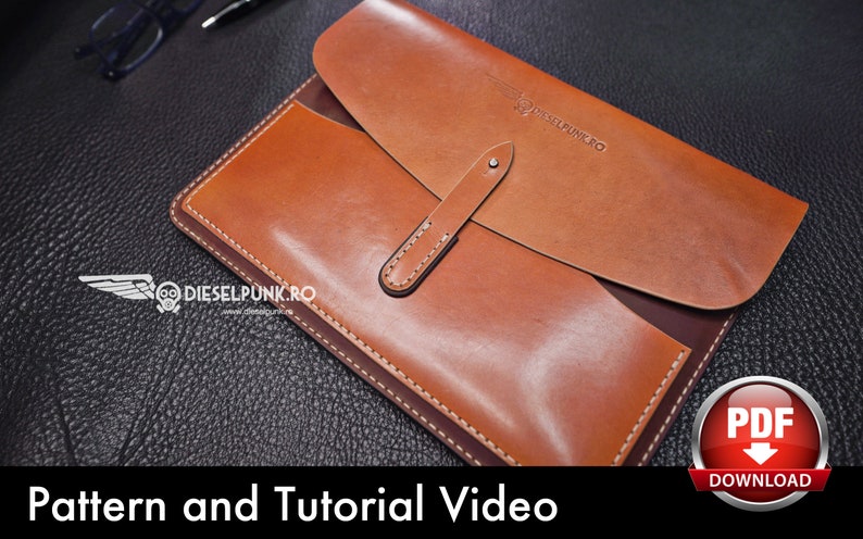 Laptop Cover Pattern Leather DIY Pdf Download MacBook Sleeve Template Video Tutorial image 6